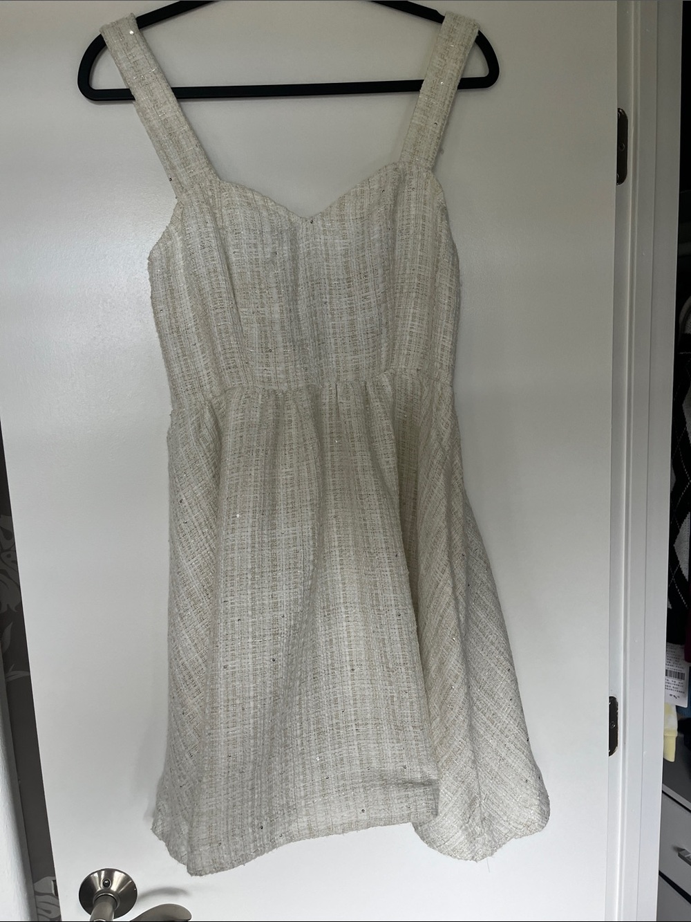 Lulu's Cream Textured Sweetheart Mini Dress